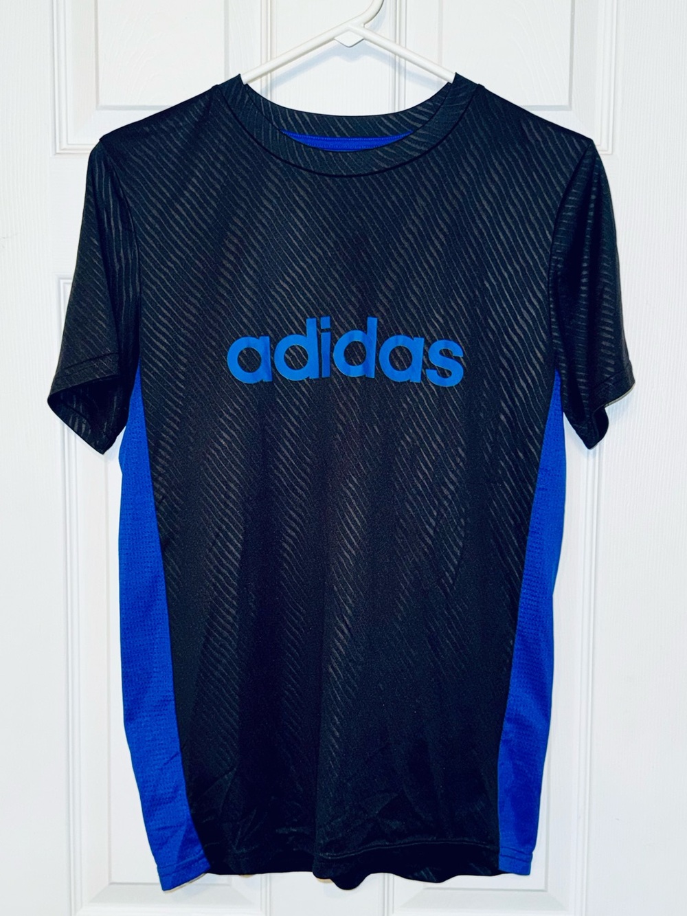 Boys Adidas Climacool Athletic Soccer Shirt Black/Blue Size L (14/16) NWOT